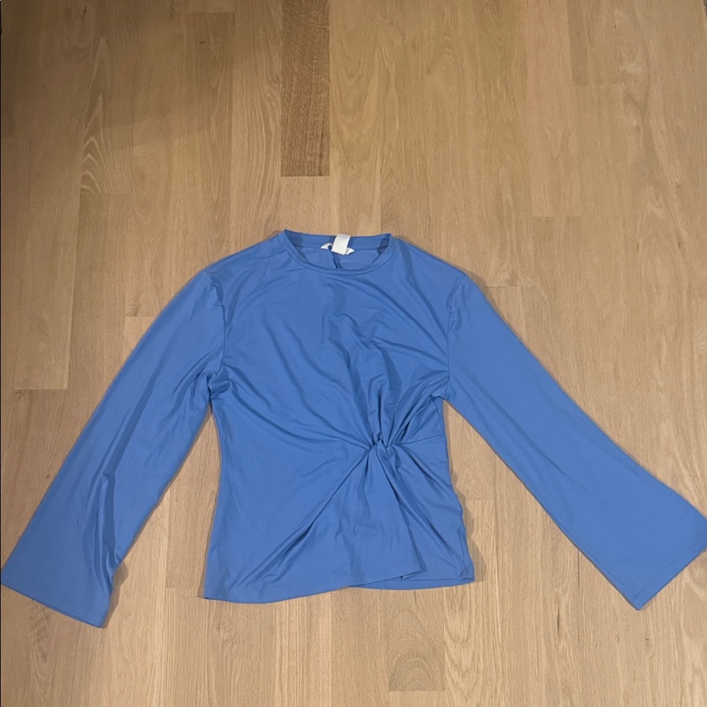 H&M Periwinkle Knot-Detail Long Sleeve Top